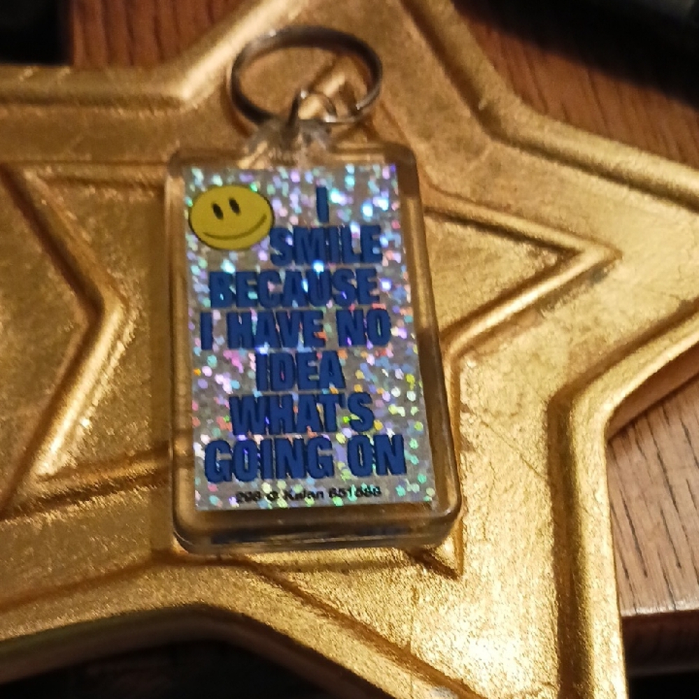 Holographic Keychain with Smiley Face